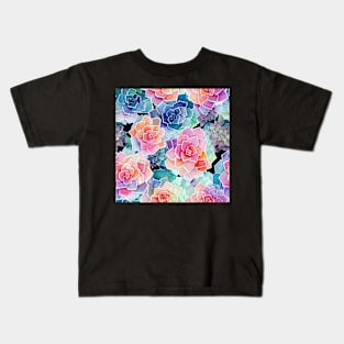 Watercolor succulent pattern Kids T-Shirt